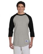 Champion Adult Unisex 5.2 oz 100% Cotton Raglan 3/4 Sleeve T-Shirt