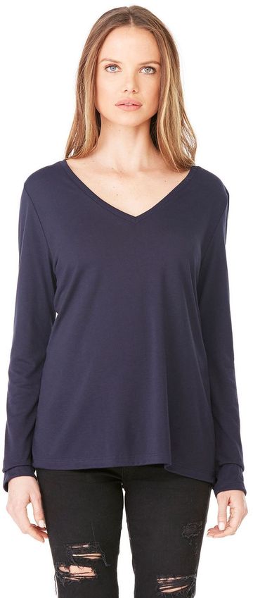 Bella + Canvas Ladies' Flowy Long-Sleeve V-Neck