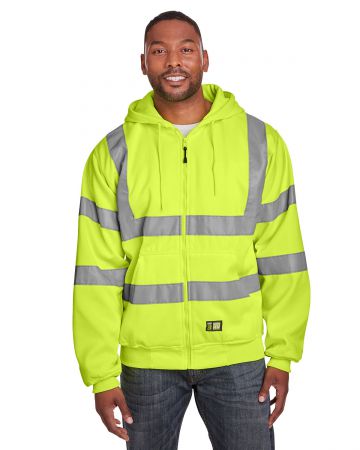 Men's Berne Hi-Vis Class 3 Lined Full-Zip Hooded Sweatshirt