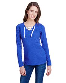 LAT Ladies' Long Sleeve Fine Jersey Lace-Up T-Shirt