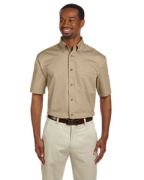 Harriton Men's Easy Blend™ Short-Sleeve Twill Shirt with�Stain-Release