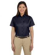 Harriton Ladies' Easy Blend™ Short-Sleeve Twill Shirt with�Stain-Release