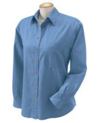 Harriton Ladies' 6.5-ounce. Long-Sleeve Denim Shirt