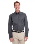 Harriton Men's Foundation 100% Cotton Long-Sleeve Twill Shirt withTeflon™