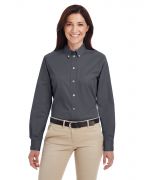 Harriton Ladies' Foundation 100% Cotton Long-Sleeve Twill Shirt withTeflon™