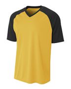 A4 Adult Polyester V-Neck Strike Jersey with Contrast Sleeve