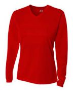 A4 Ladies' Birds-Eye Mesh Long Sleeve V-Neck T-Shirt