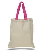 OAD 6oz 100% Cotton Contrasting Handles Tote Bag - 15"W x 16"H