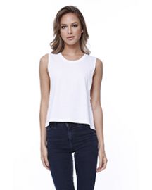 StarTee Ladies' Cotton Muscle Crop T-Shirt