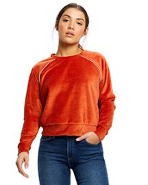 US Blanks Ladies' Velour Long Sleeve Crop T-Shirt