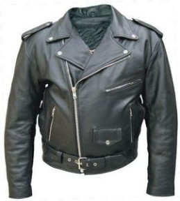 Men's Basic Biker Style Leather Jacket in Split Cow