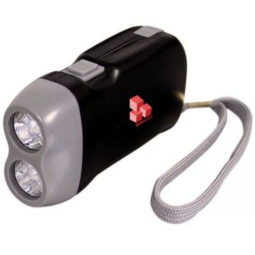 Eco Hand-Press Powered Flashlight With 2 LED