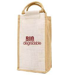 Recycled Jute 4 Bottle Wine Tote Bag - 8" x 14" x 7"
