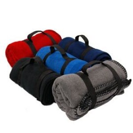 Whipstitch Fleece Blanket w/ Strap