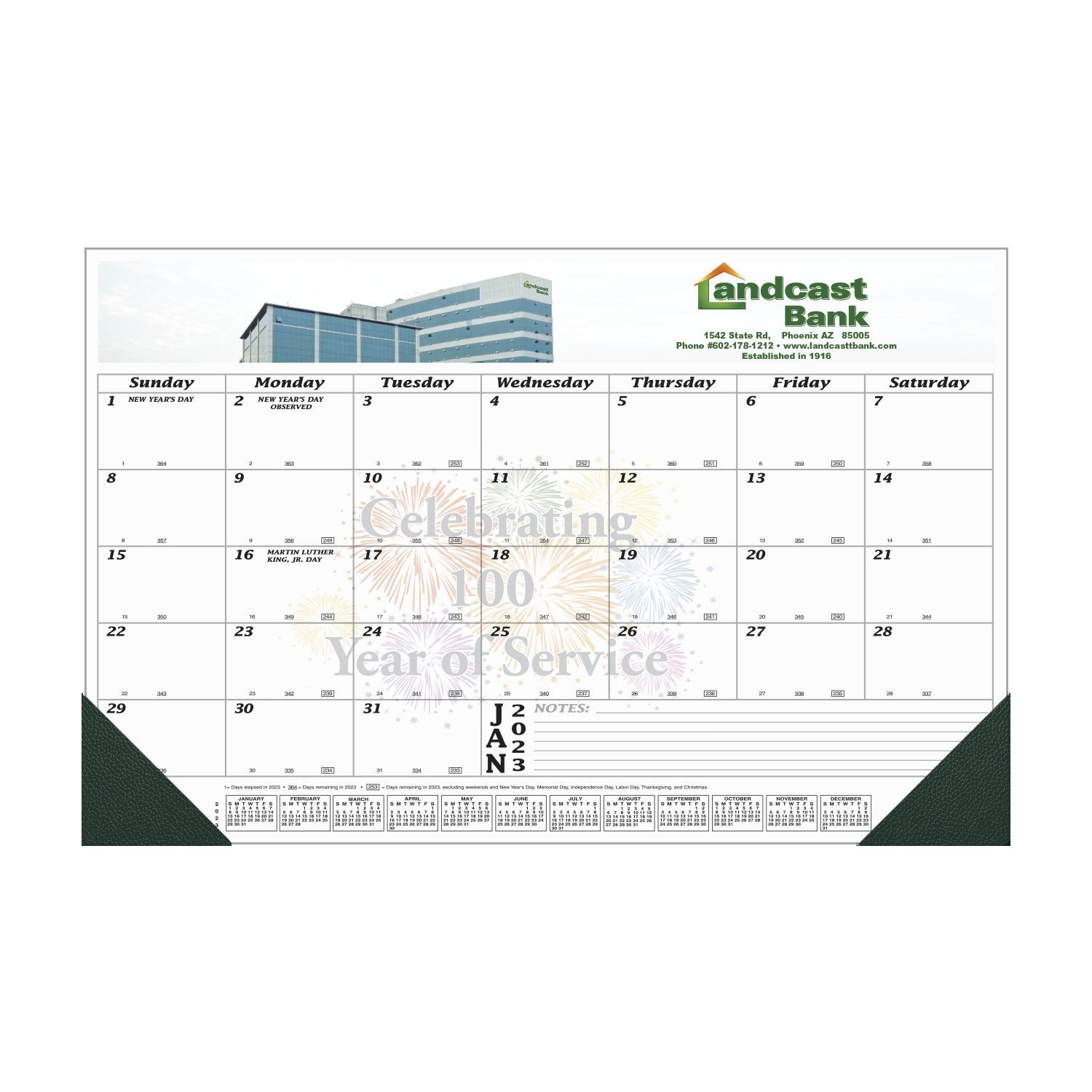 12 Month Full Color Desk Calendar (17"x11")