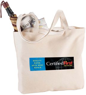 Zippered 12oz Cotton Canvas Shopper Tote Bag - 11.5" x 18.5" x 4.5"