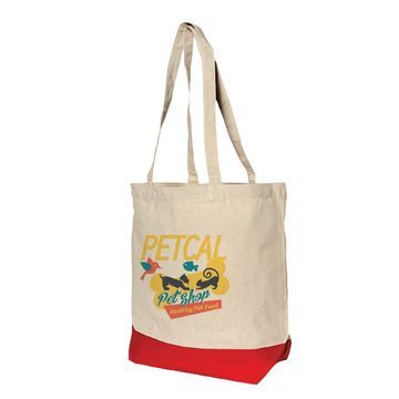 Colored Bottom Cotton Gusset Tote Bag - 14.5" H x 18" W x 6" D